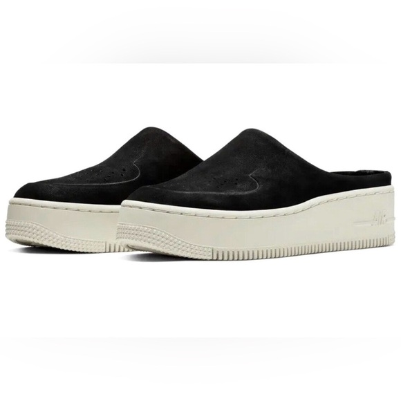 NWT Nike Air Force 1 Lover XX Black Suede Leather Slip On Mule Platform Sneakers - Picture 2 of 16